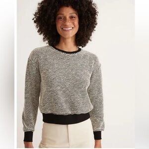 {Marine Layer} Birdseye Black and White Contrast Sweatshirt